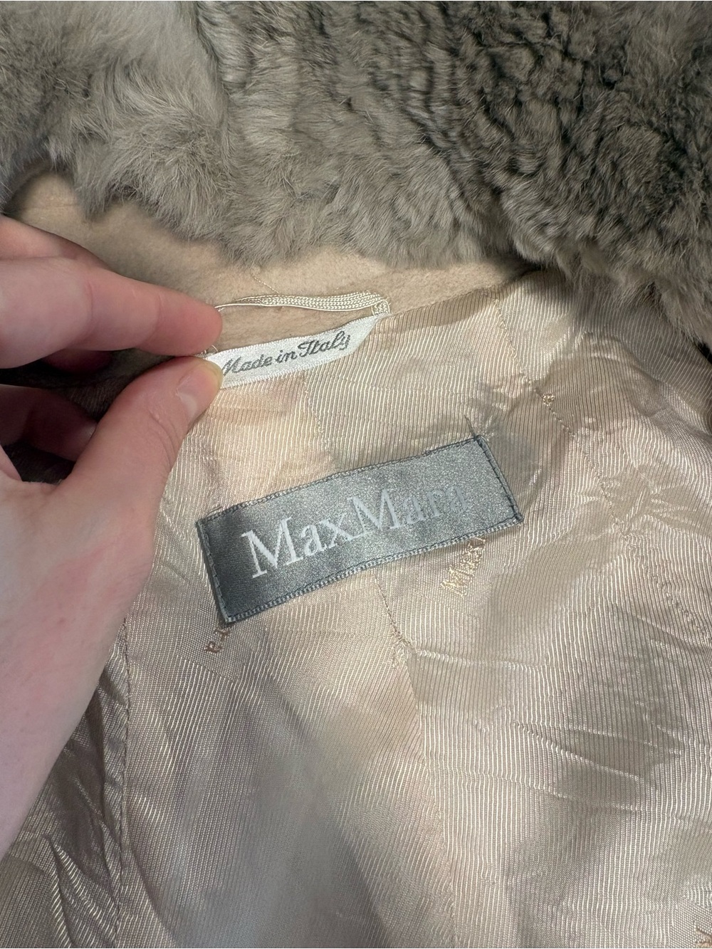 MaxMara Womens Cream Long Fur Collar Coat - Picture 4 of 12